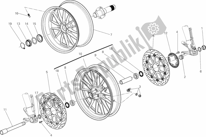 All parts for the Wheels of the Ducati Diavel White Stripe Thailand 1200 2014